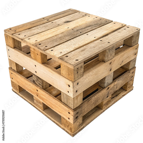 Sturdy wooden cargo pallet ready for secure shipping and industrial transport, a versatile foundation for logistics and storage needs.