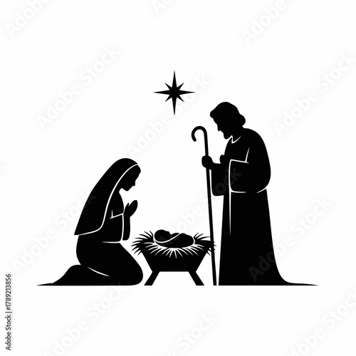 vector silhouette of the nativity scene
