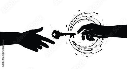 Hand passing a key, symbolizing access, opportunity, and transfer of power.