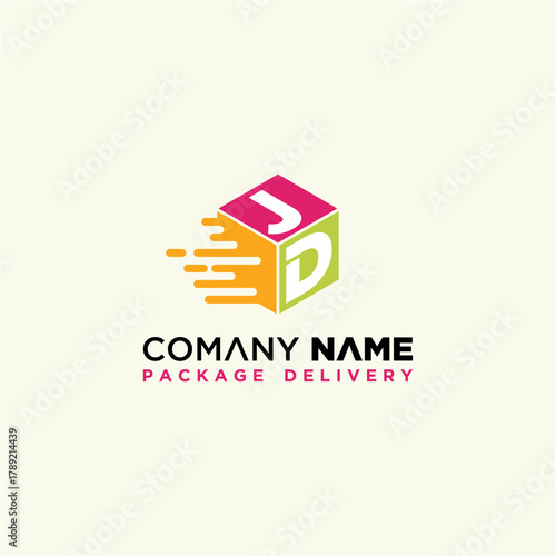 Creative JD letter speed box logo design vector template