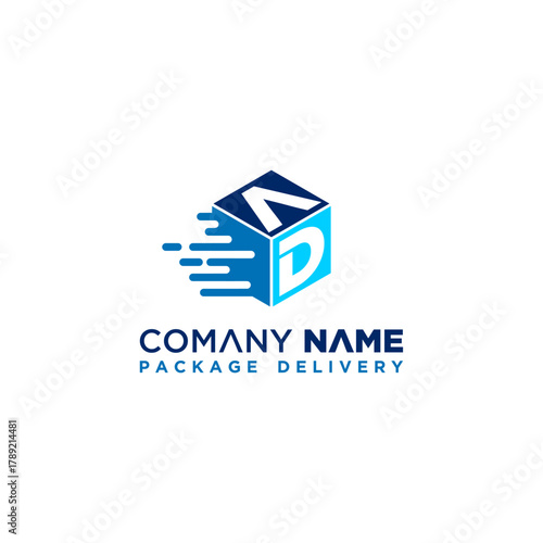 Creative AD letter speed box logo design vector template