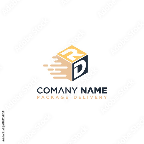 Creative RD letter speed box logo design vector template