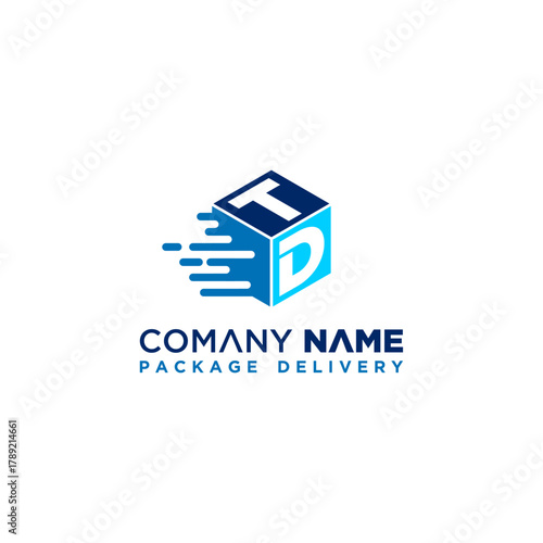 Creative TD letter speed box logo design vector template