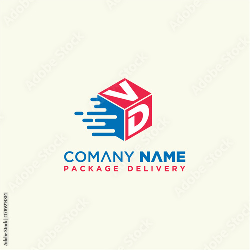 Creative VD letter speed box logo design vector template