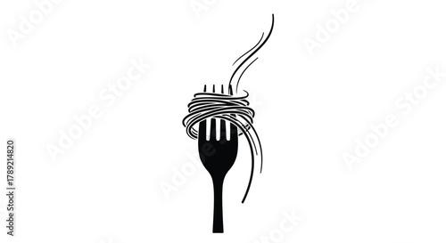 Steaming fork with spaghetti, a delicious and simple meal