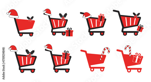 Christmas Shopping Carts: A festive array of shopping carts adorned with holiday elements, inviting shoppers to embrace the spirit of gift-giving and seasonal cheer.