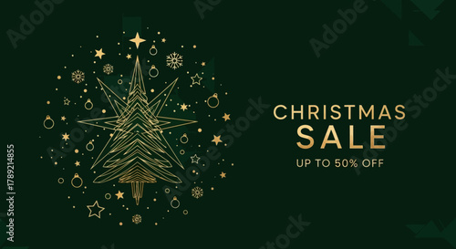 Abstract gold and red Christmas card design with snowflake and star pattern for winter holiday greeting