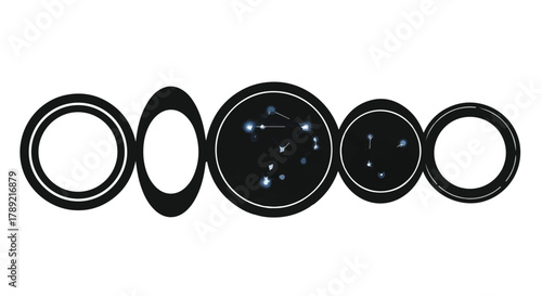 Abstract celestial map with glowing constellations on a dark background