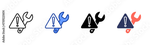 Wrench Warning icon sheet multiple style collection