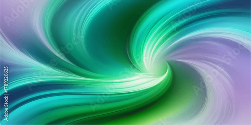 Abstract colorful twirl and spiral motion wave with vibrant green and blue light texture design illustration on a digital technology pattern backdrop