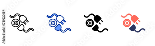 Plug Disconnected icon sheet multiple style collection