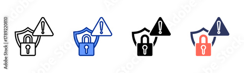 Security Breach icon sheet multiple style collection