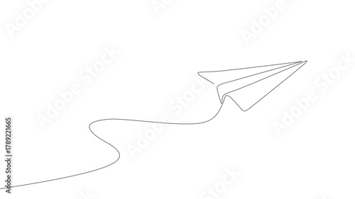 Continuous line drawing of a paper plane vector illustration