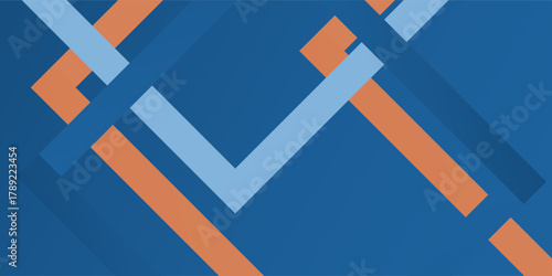 Abstract geometric background. Dynamic blue shapes composition with orange lines. Abstract background modern hipster futuristic graphic simple abstract