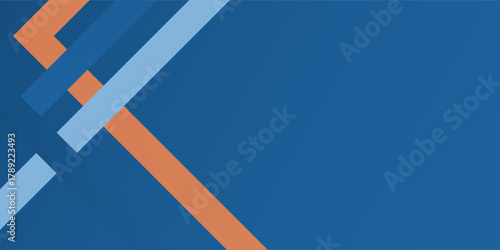 Abstract geometric background. Dynamic blue shapes composition with orange lines. Abstract background modern hipster futuristic graphic simple