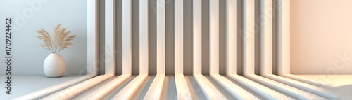 Subtle Gradient Wall Texture with Soft Shadows Enhancing Three-Dimensional Depth in a Modern Interior Space