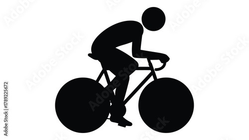 Cyclist silhouette icon isolated on white background, Vector