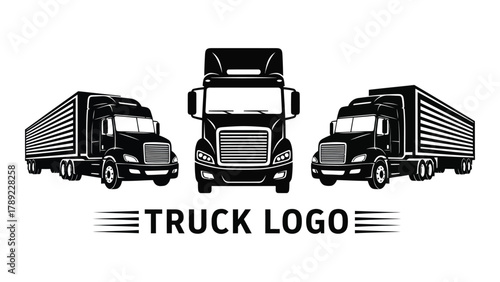 Truck silhouette logo design isolated on white background, Vector