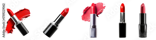 Collection of Modern Red lipstick isolate isolate on transparency background