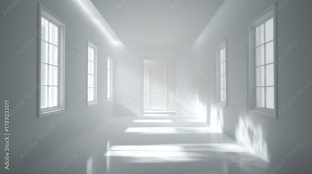 Fototapeta premium Soft Light Creating a Serene Atmosphere in a White Minimal Space