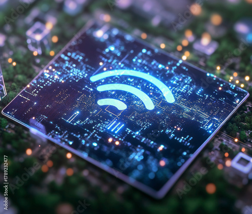 Background image shows a 5G global network technology communication antenna tower for wireless high speed internet. Future proof fastest internet technology is LTE aerial network connection  - ai