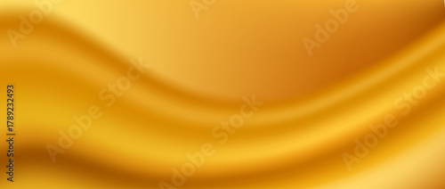 Caramel color wave gradient background. Flowing liquid gold honey flavor wallpaper. Abstract fluid golden mousse souffle backdrop. Smooth creamy butter oil texture. Vector yellow satin wavy silk bg