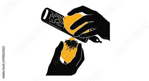 Hands grating a fresh lemon for zest, capturing the essence of cooking and fresh flavors.