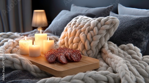 Wallpaper Mural Cozy Night In: Candles, Food, Relaxation, Comfort Torontodigital.ca