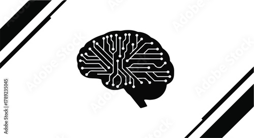 Futuristic circuit board brain symbolizing artificial intelligence and technology