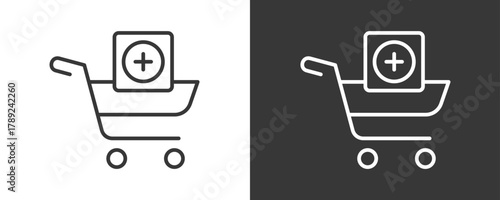 Add To Cart Icon Set Vector Collection Isolated In Black And White
