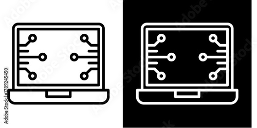 Laptop  Icon Set White Style Collection