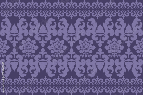 Elegant Purple Ikat Damask Seamless Pattern