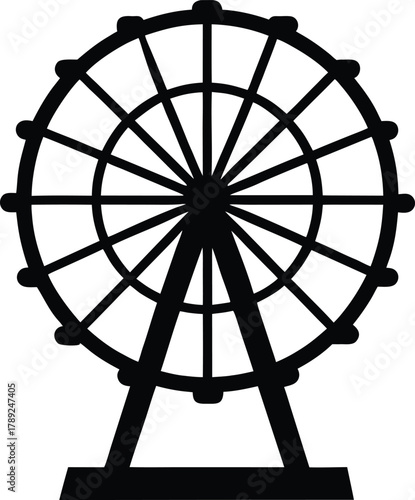 Ferris wheel funfair attraction silhouette vector illustration for amusement park