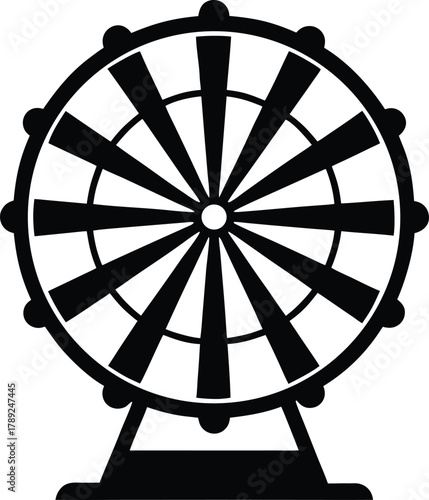 Classic ferris wheel outline amusement park silhouette vector illustration
