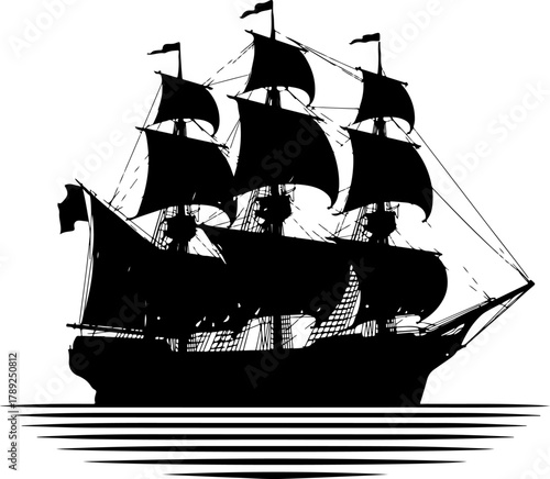 pirate ship vector illustration