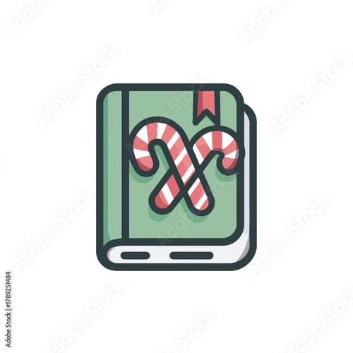 Christmas recipe book illustration with candy canes, perfect for the holiday season