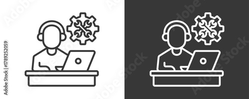Technical Support Icon Set Vector Collection Isolated In Black And White
