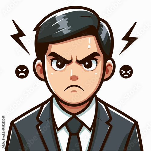 Cartoon illustration of an angry businessman