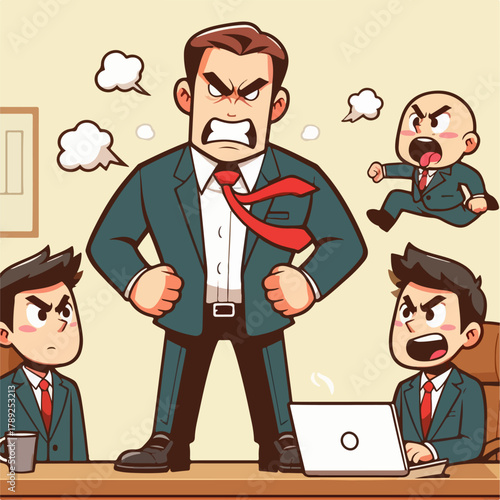 Cartoon illustration of an angry businessman