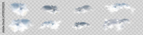 Set Transparent special effect stands out with fog or smoke. White cloud vector