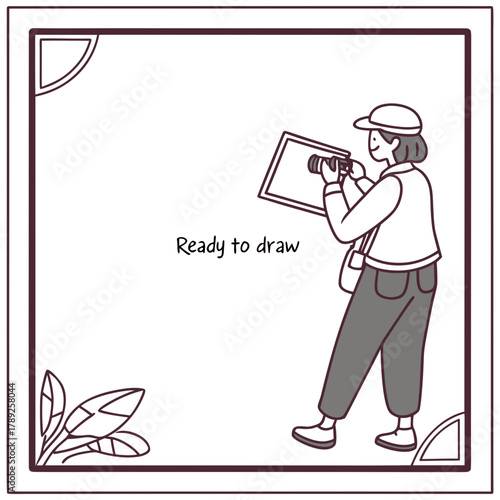 A person ready to draw with a blank canvas