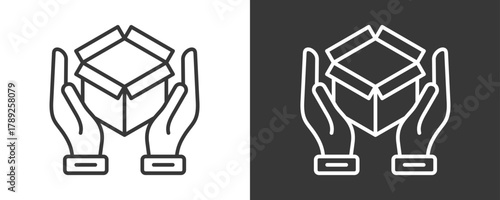 Open Box Icon Set Vector Collection Isolated In Black And White