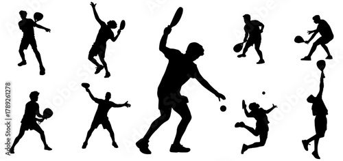 Dynamic Padel Tennis Players Action Silhouettes
