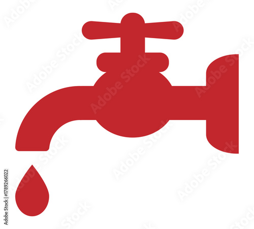 水道のアイコン 赤