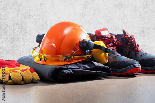 Set of work safety protection equipment.