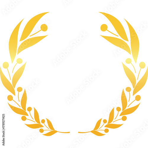 Golden Laurel Wreath Accent with Transparent Background symbolizing victory achievement and success