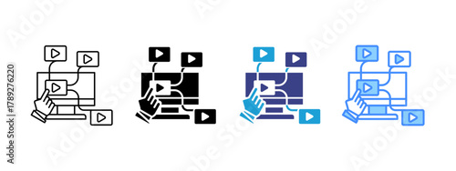 Reposting icon set multiple style collection