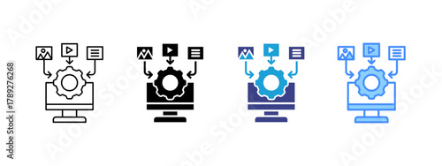 Content Management System icon set multiple style collection