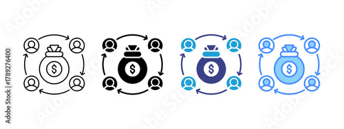 Collaboration icon set multiple style collection