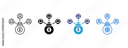 Profit Sharing icon set multiple style collection